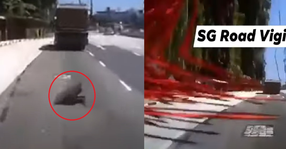 VEHICLE CRASHES AFTER MANHOLE COMES UNSTUCK IN MIDDLE OF ROAD