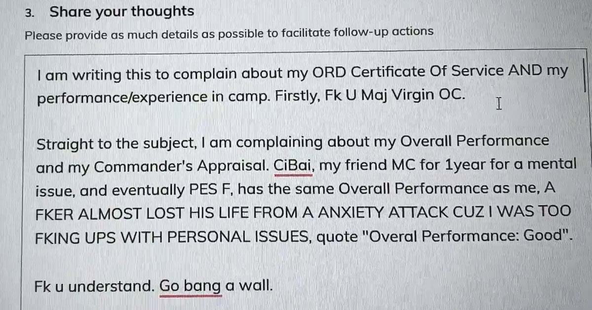 MAN DEMANDS NEW ORD CERTIFICATE, EXPOSE SUPERIOR FOR BRINGING VAPE TO CAMP