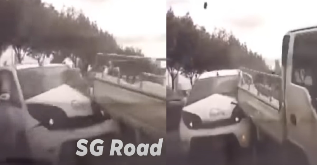 BLUESG CAR LOST CONTROL ON THE CTE, KISS THE BACKSIDE OF LORRY
