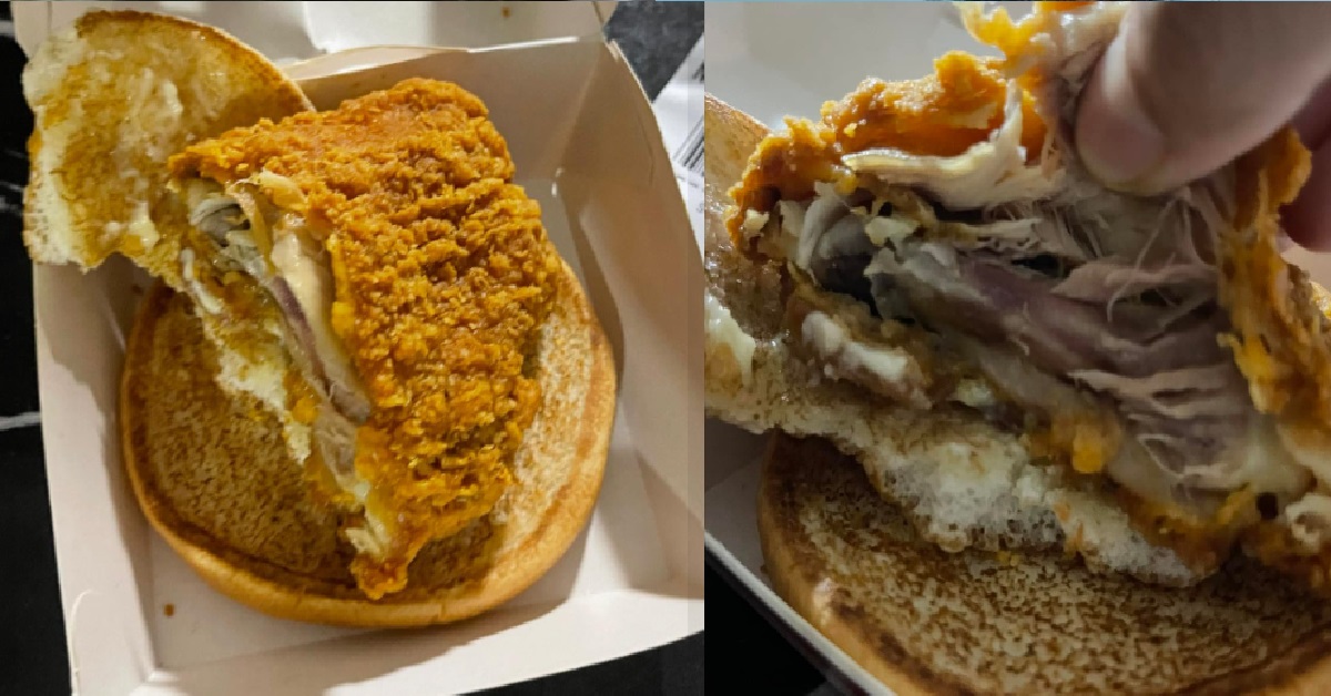 MAN BOUGHT MCSPICY BURGER, FINDS HUGE BONE INSIDE CHICKEN PATTY