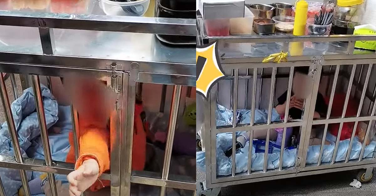 PRC MOTHER LOCKS SON IN CAGE WHILE SHE SELLS FOOD, CAUSE FATHER DON’T TAKE CARE