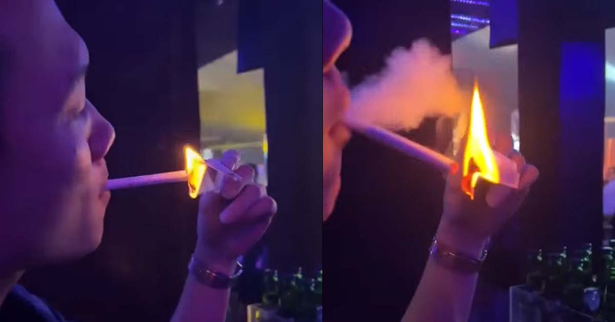 M’SIAN MAN BURNS RM100 NOTE TO LIGHT HIS CIGARETTE TO LOOK COOL