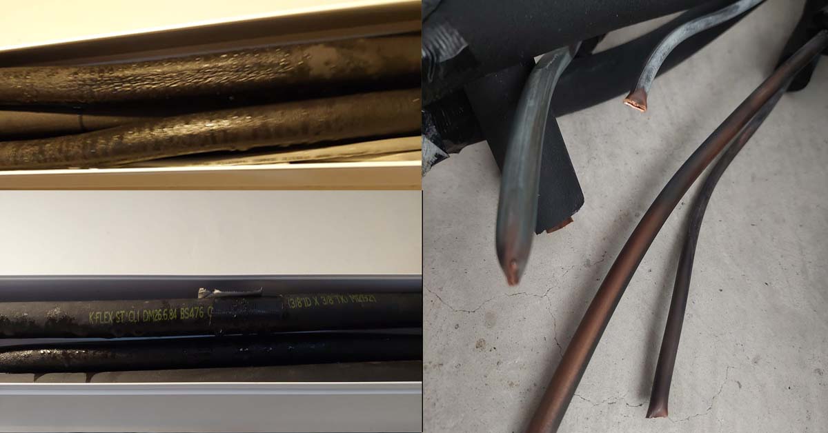 AIRCON TECHNICIAN CLAIMS PIPING HAS BEEN REPLACED BUT FILLED WITH RUST