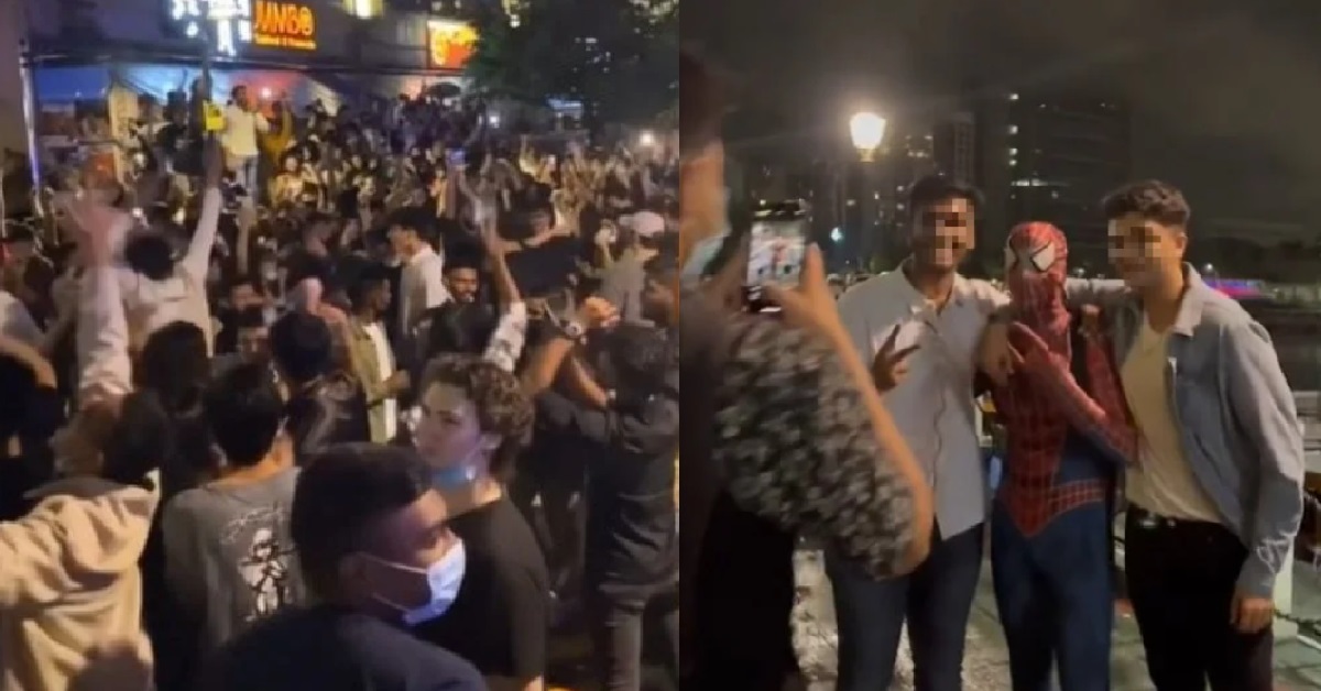 “SPIDERMAN” AT CLARKE QUAY NEW YEAR’S EVE GATHERING, FINED $4K