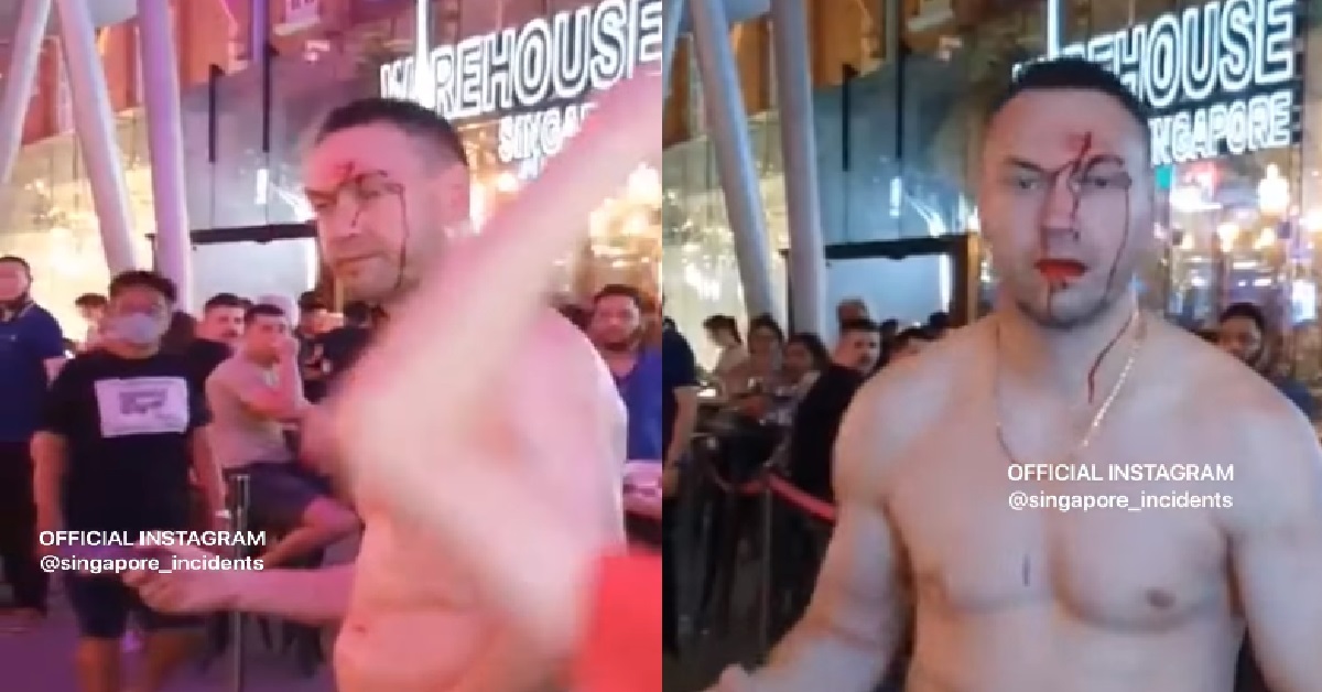 FIGHT BROKE OUT @ CLARKE QUAY, ANG MOH HEAD & MOUTH BLEEDING