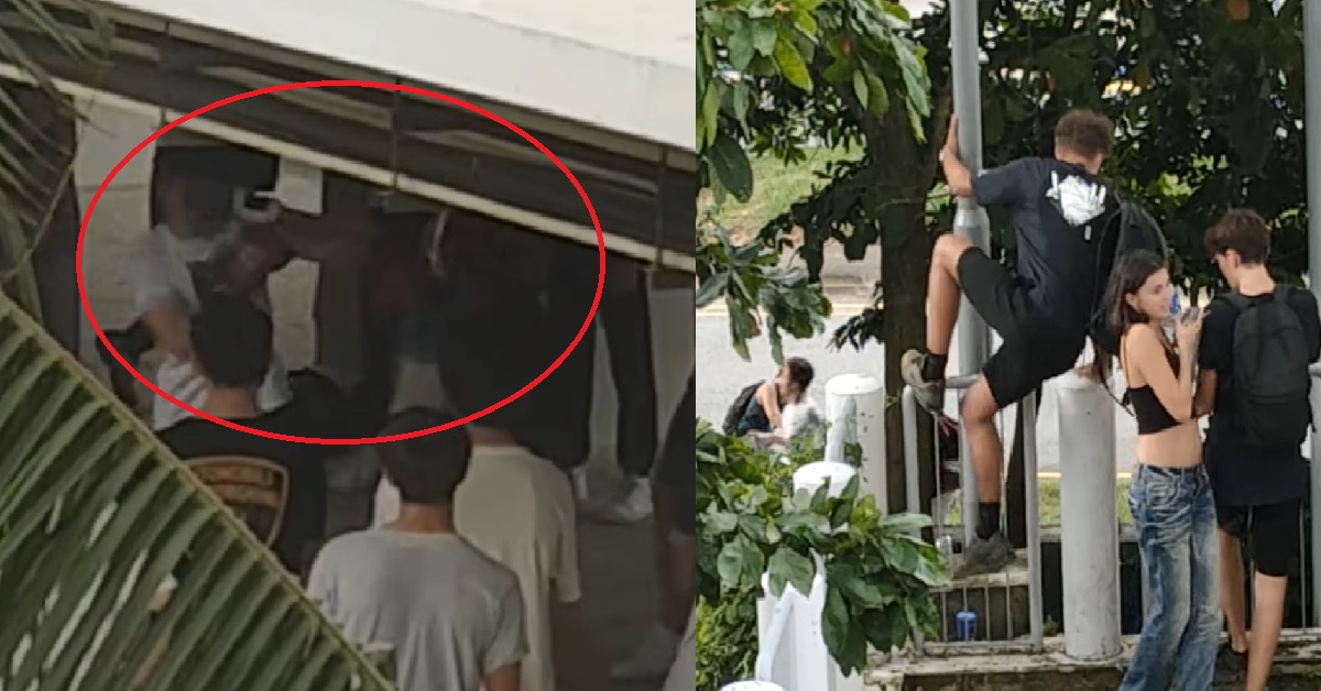INTERNATIONAL SCHOOL STUDENTS FIGHTING, CLIMB FENCE TO FLEE WHEN POLICE COME
