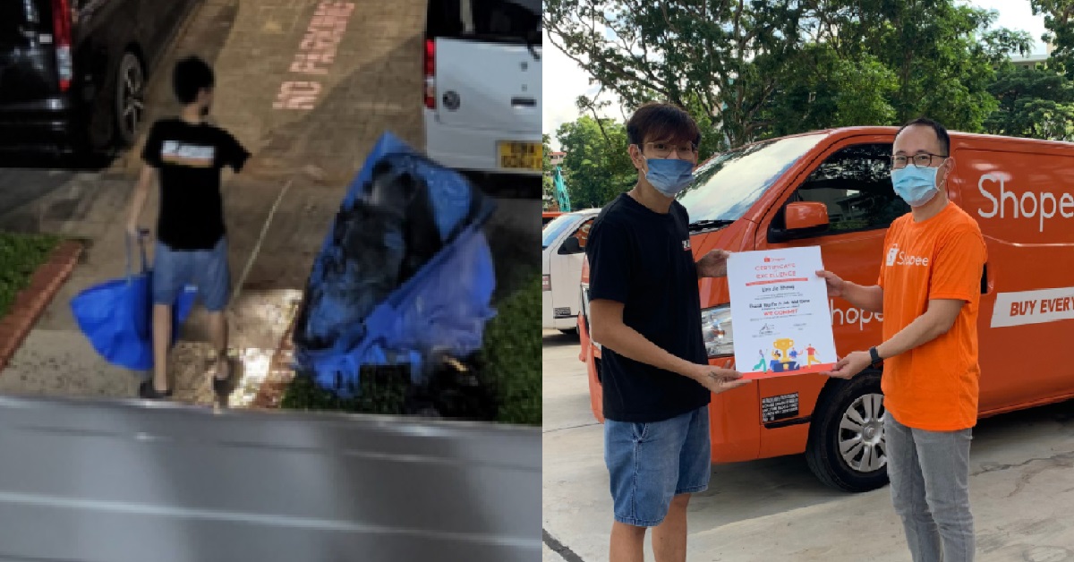 COURIER WHO CASUALLY PUT OUT FIRE WHILE SENDING ORDERS, AWARDED BY SHOPEE