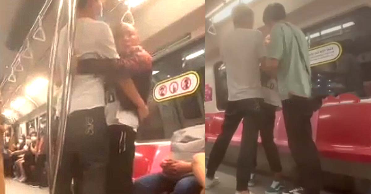DRUNKARDS FIGHTING IN THE MRT AFTER THEY HAD A FEW TOO MANY