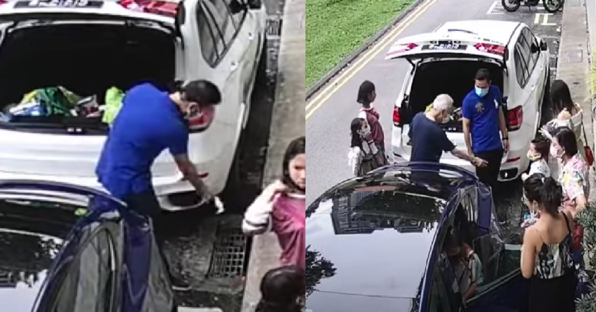 GROUP SEEN CLEANING CAR AND THROWING USED TISSUE INTO LONGKANG