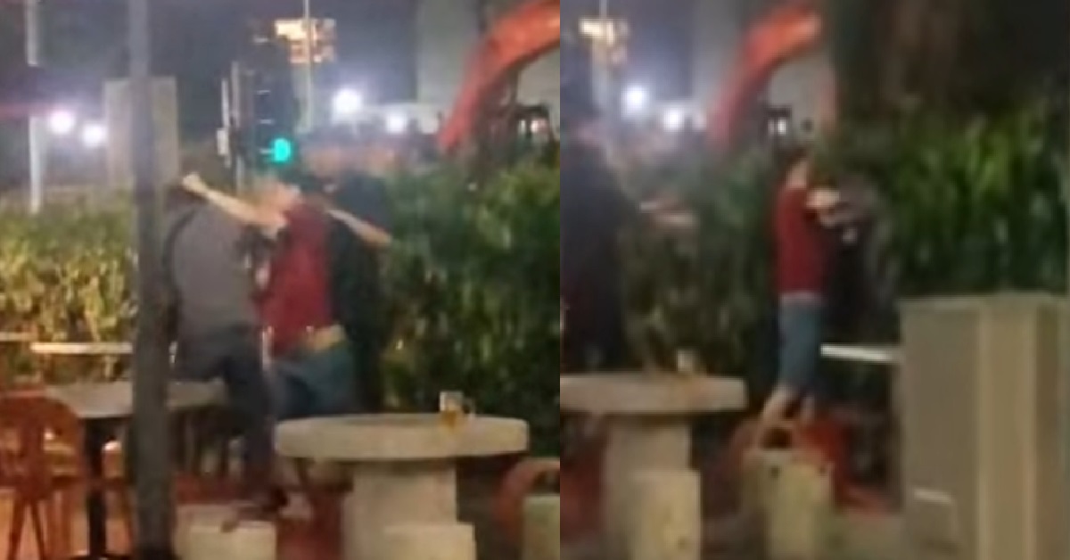 SIAO LANGS FIGHTING @ HAWKER CENTRE, FIGHT FROM TABLE TO BUSH