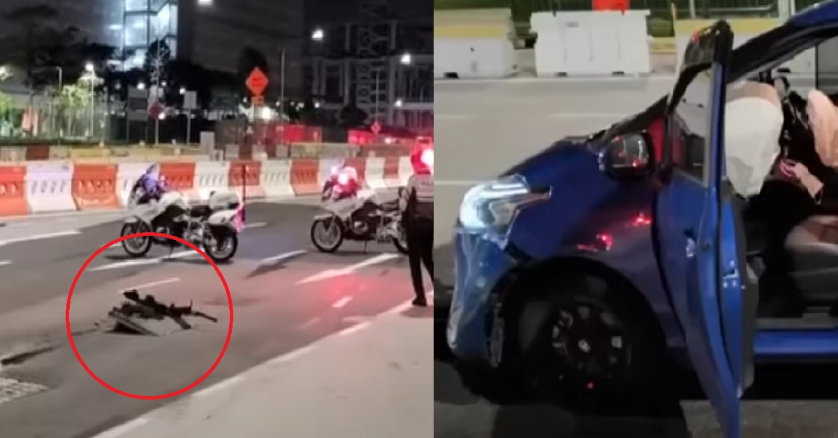 YET ANOTHER CAR CRASHED AFTER HITTING OPEN MANHOLE COVER