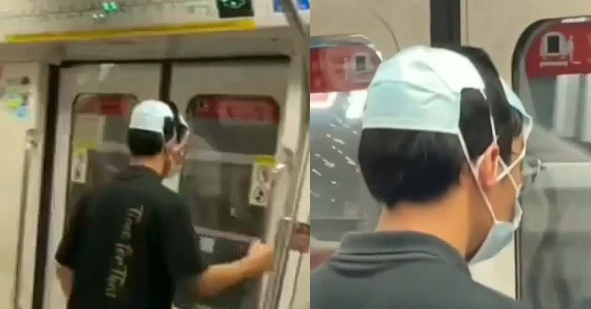 MAN WEARS MASK ON HAIR, FOREHEAD & FACE FOR “ULTIMATE PROTECTION”