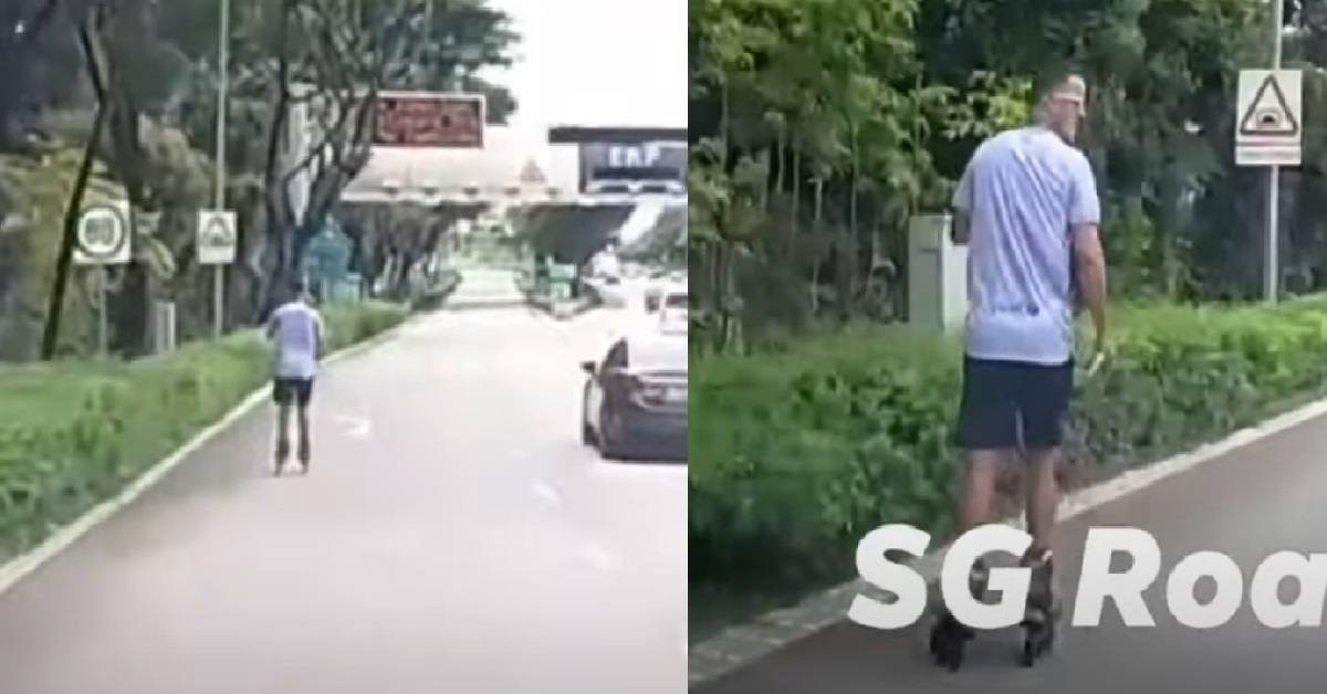 YET ANOTHER HERO ROLLER-BLADING ON THE EXPRESSWAY, BLOCKING ROAD