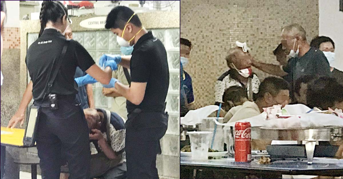 DRUNK MAN SMASHED BEER BOTTLE ON HEAD OF ELDERLY MAN @ CHINATOWN