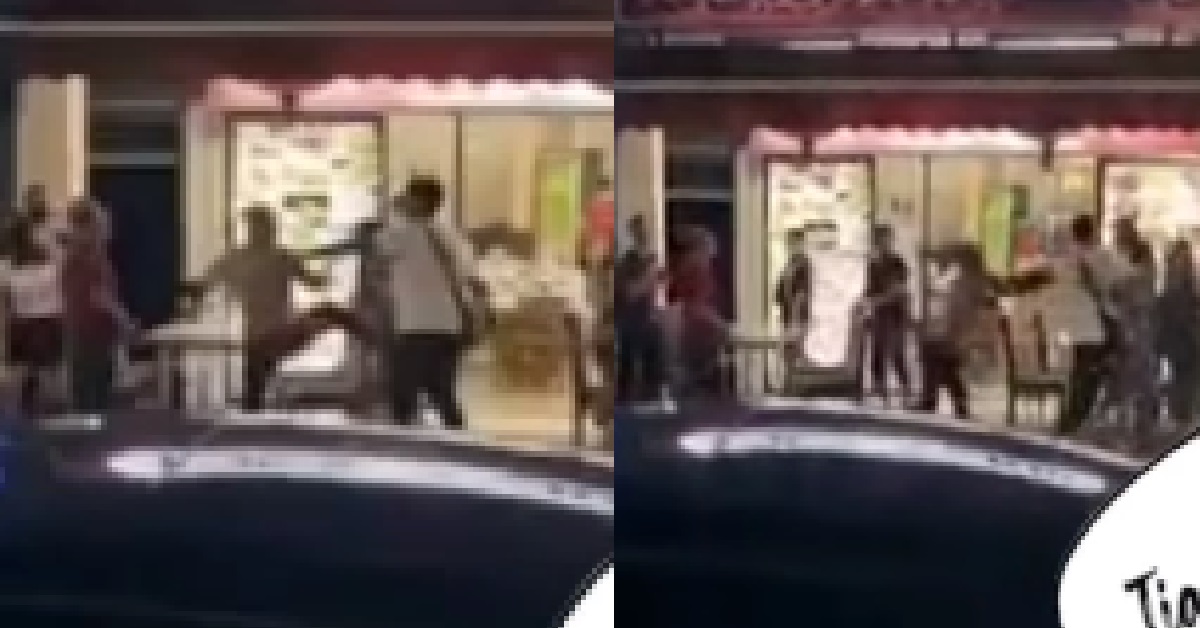 PRC DRUNKARDS FIGHTING ON THE ROAD AT GEYLANG, WANT TO THROW CHAIR