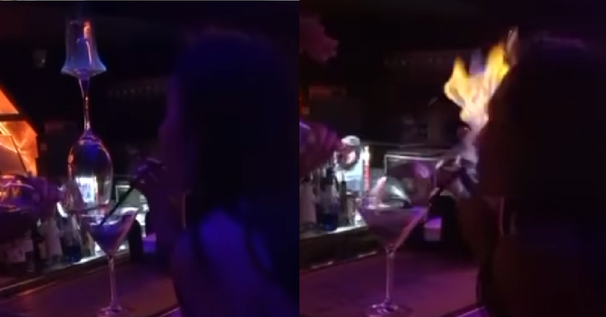 WOMAN’S FACE KENA BURNED WHILE DRINKING FLAMING COCKTAIL