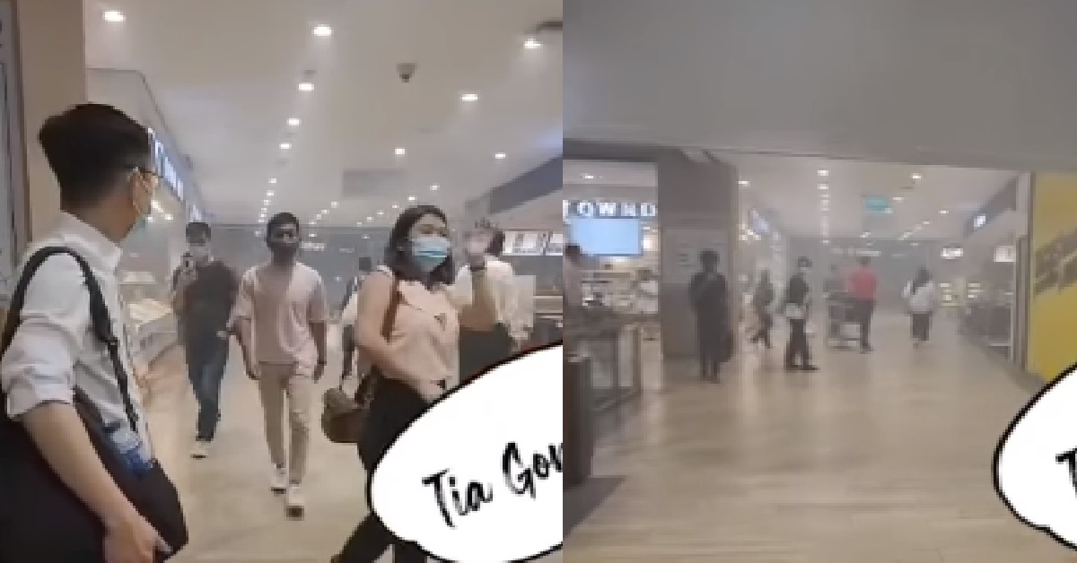 SMOKE SEEN INSIDE YISHUN SHOPPING MALL, PEOPLE COVERING THEIR NOSES