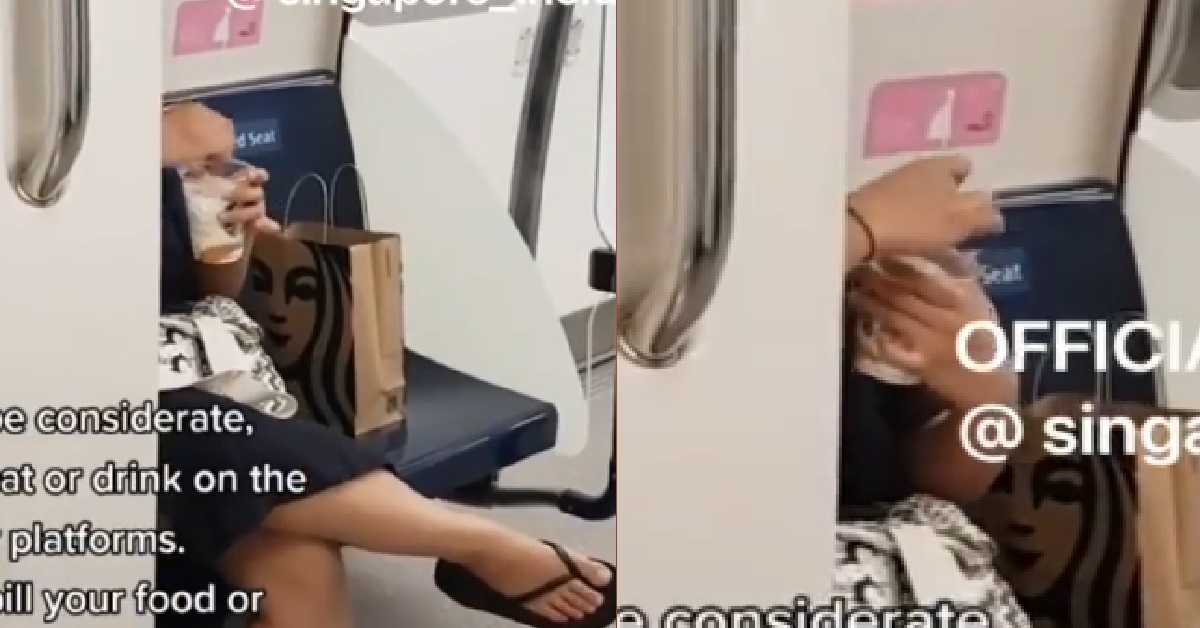 WOMAN EATING ICE CREAM INSIDE MRT, NOT SCARED OF SAMAN
