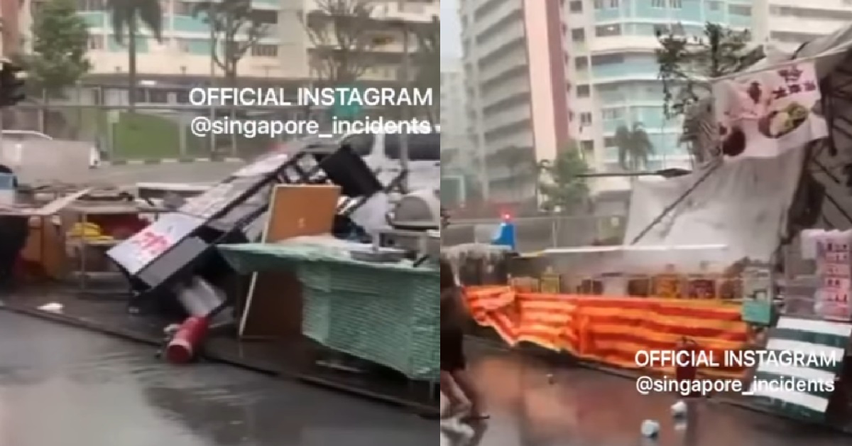 YISHUN PASAR MALAM SHELTER COLLAPSED IN RAIN, APPLIANCES WET & DAMAGED