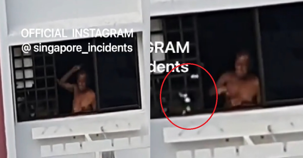 UNCLE CAUGHT ON VIDEO THROWING RICE OUT OF HIS HDB FLAT’S WINDOW