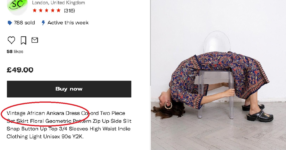 SIA UNIFORM BEING SOLD ON UK SITE AS “VINTAGE AFRICAN ANKARA DRESS”