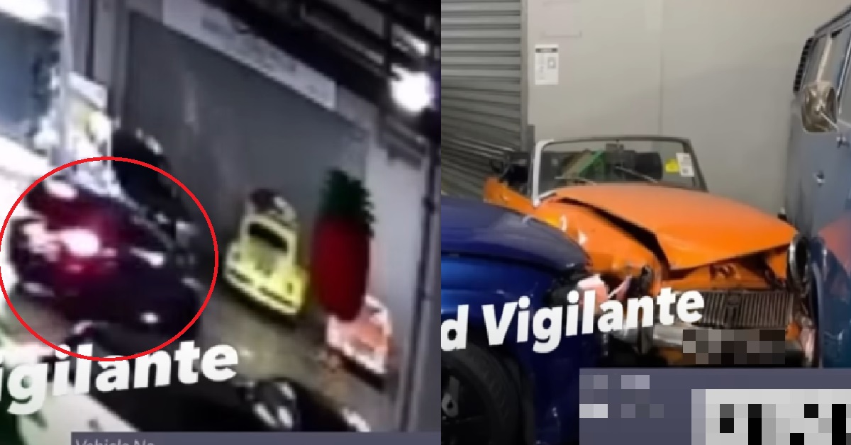 AUDI DRIVER LOST CONTROL OF CAR & CRASHED INTO VINTAGE CARS @ KRANJI