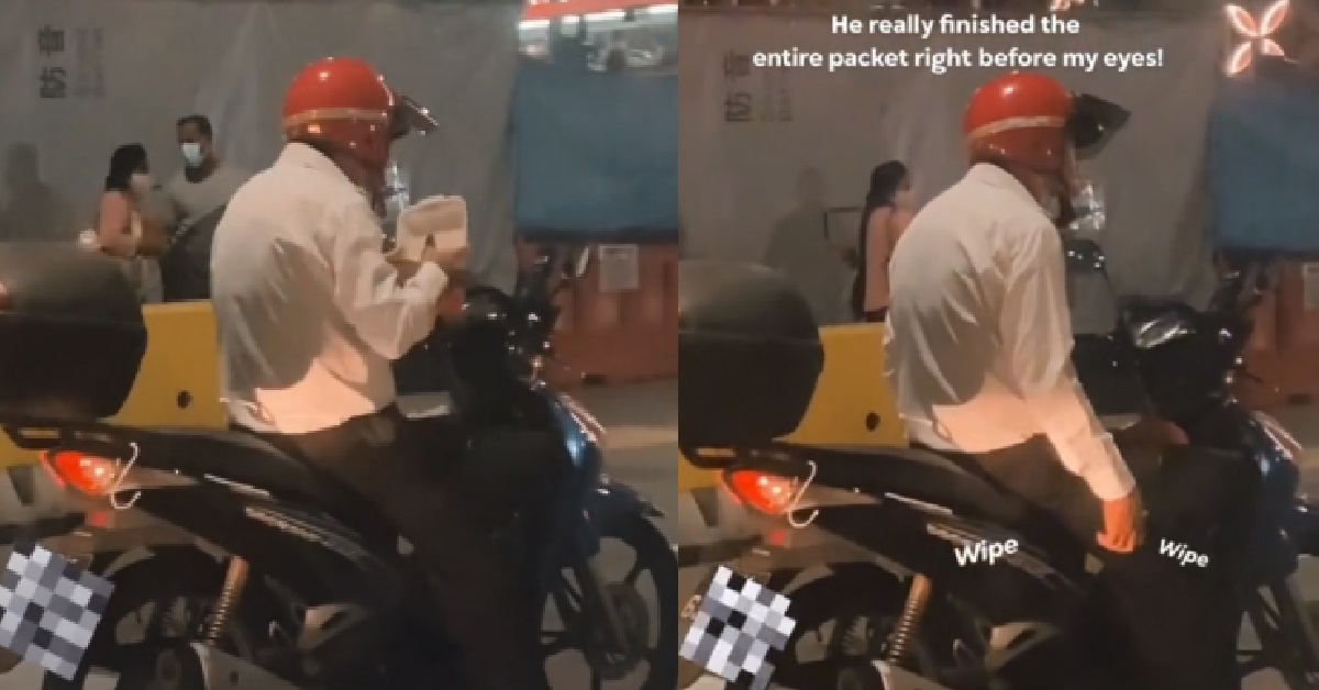 MOTORCYCLIST HASTILY FINISHES CAI FAN AT TRAFFIC STOP, MIGHT BE OVERWORKED