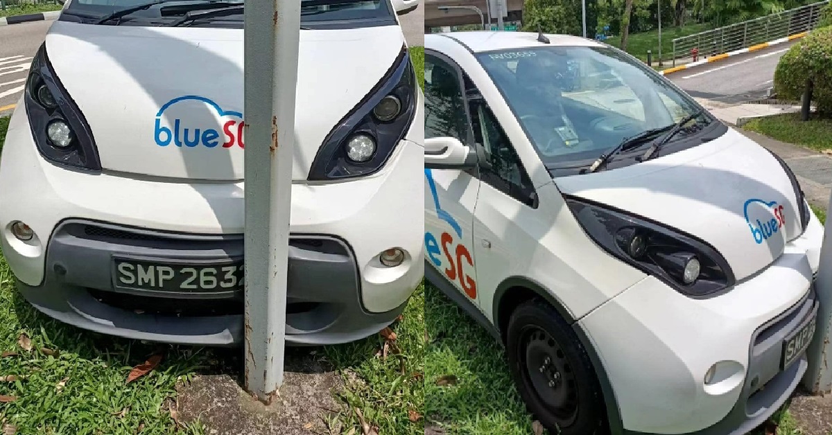 DRIVER CRASHED BLUESG CAR, CHARGED $5K FOR DAMAGING HOOD & BUMPER