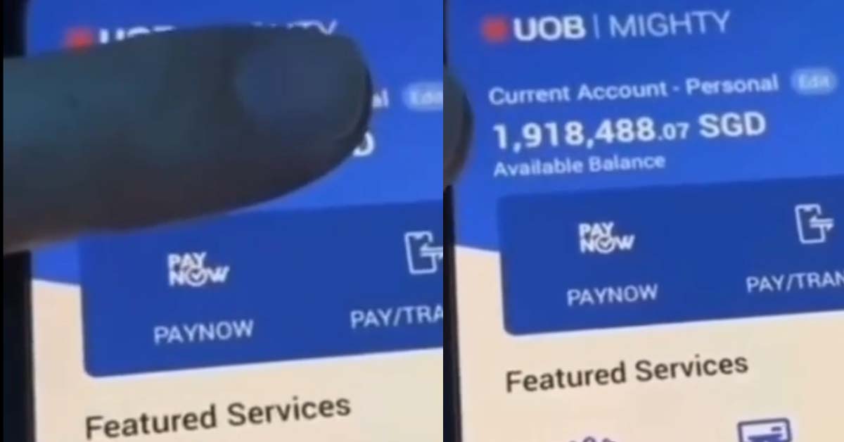 MAN FLAUNTS HIS UOB ACCOUNT BALANCE OF 1.9 MILLION DOLLARS