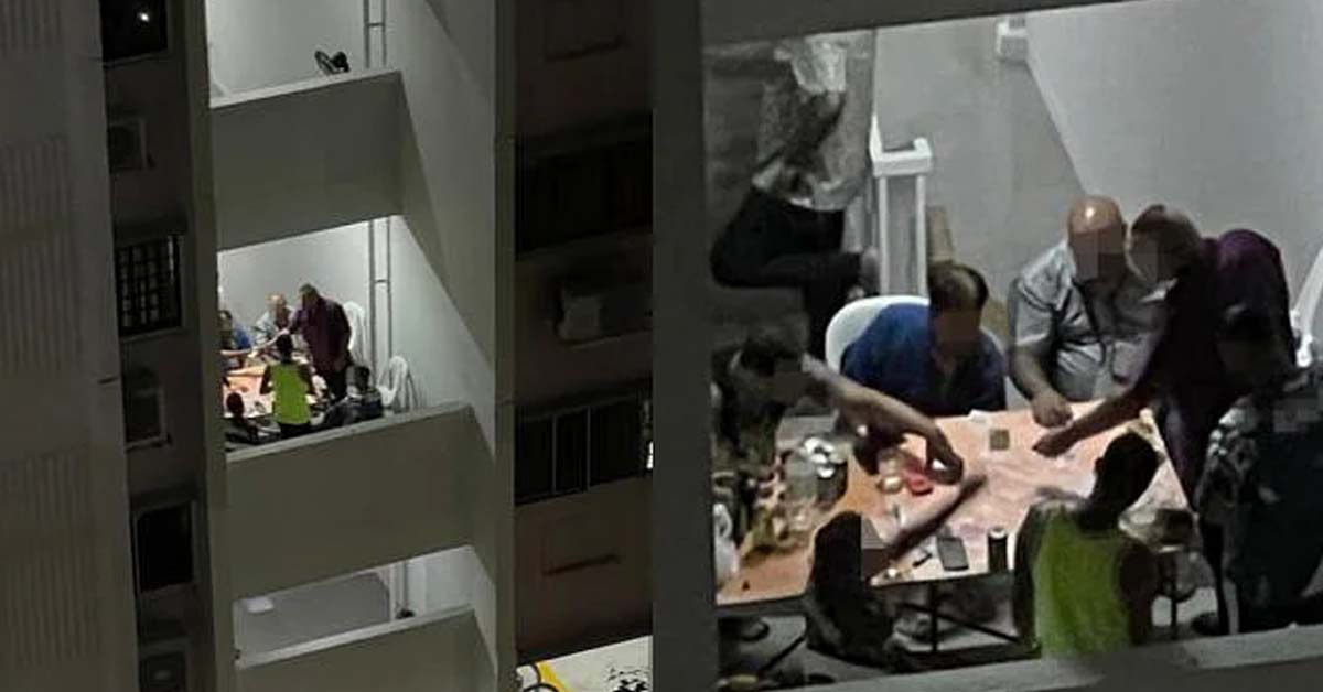 YISHUN UNCLES STARTS AN ILLEGAL GAMBLING TABLE AT HDB STAIRWELL
