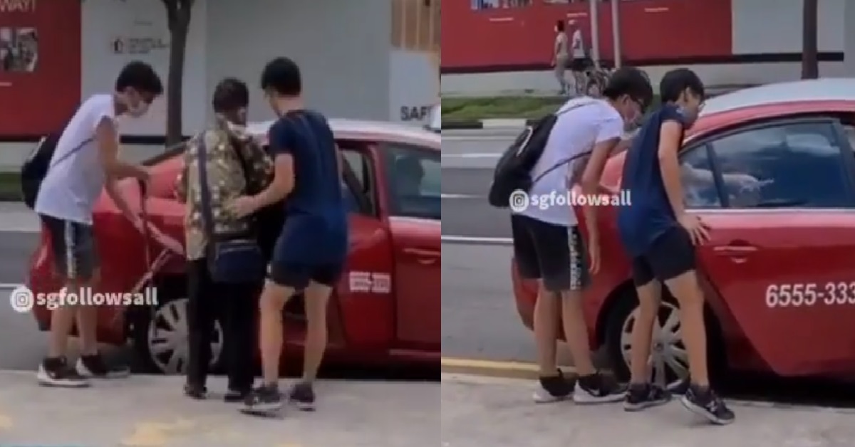 KIND YOUNG MEN HELPED ELDERLY MAN STRUGGLING TO WALK, BOARD TAXI