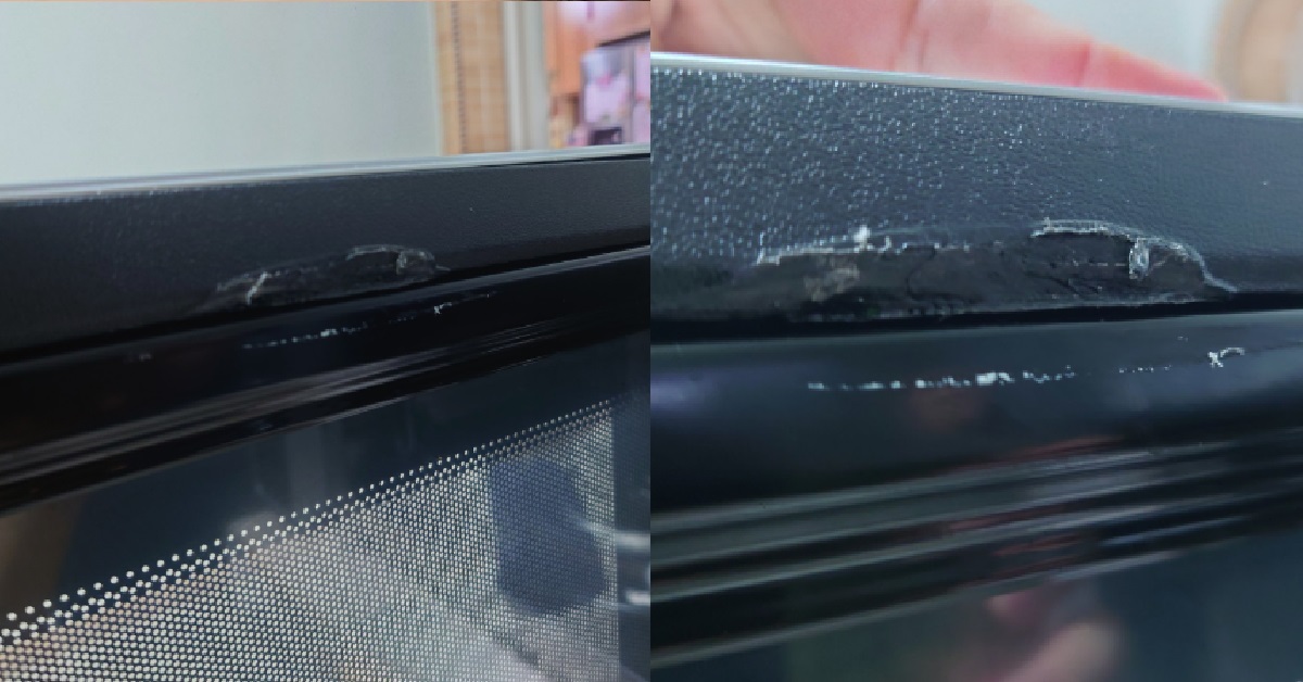 MAN SENT PANASONIC OVEN FOR REPAIRS, GETS IT BACK WITH DOOR MELTED