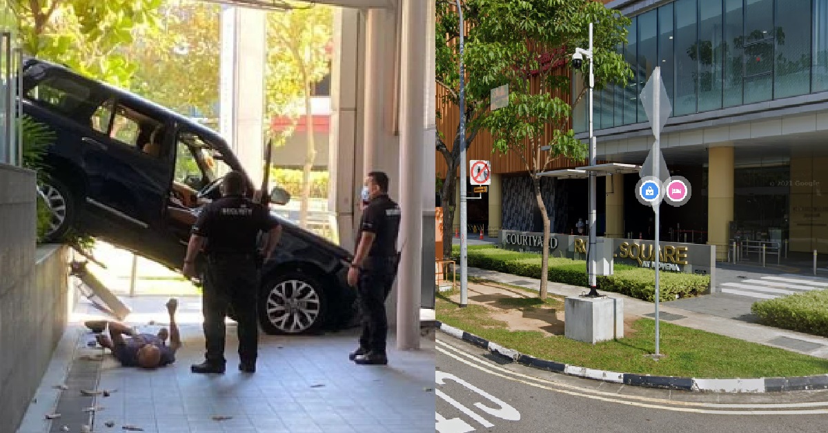 SUV CRASHED INTO WALKWAY AT ROYAL SQUARE NOVENA, DRIVER LYING ON GROUND