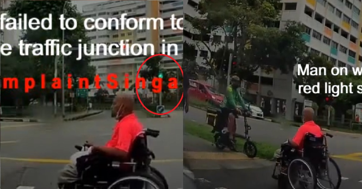 WHEELCHAIR UNCLE BEATS RED LIGHT @ YISHUN, THINKS LAW DOESN’T APPLY TO HIM