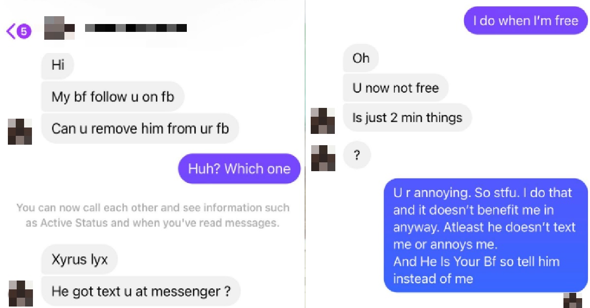 INSECURE XMM ASKED OTHER GIRL TO DELETE BF FROM FACEBOOK AFTER HE ADDS HER