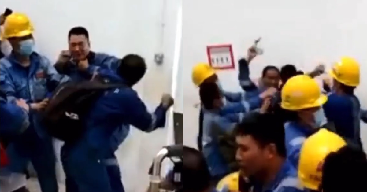 SEMBCORP WORKERS FIGHTING, KENA PUNCHED UNTIL JIALAT IN THE FACE