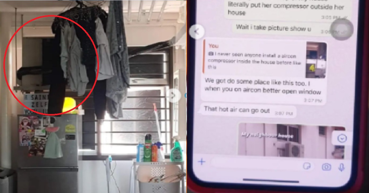 AIRCON TECHNICIAN INSTALLS COMPRESSOR INSIDE RESIDENT’S KITCHEN