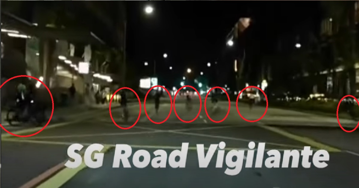 HUGE GROUP OF CYCLISTS SUDDENLY DASH OUT ONTO ROAD, ALMOST CAUSED ACCIDENT