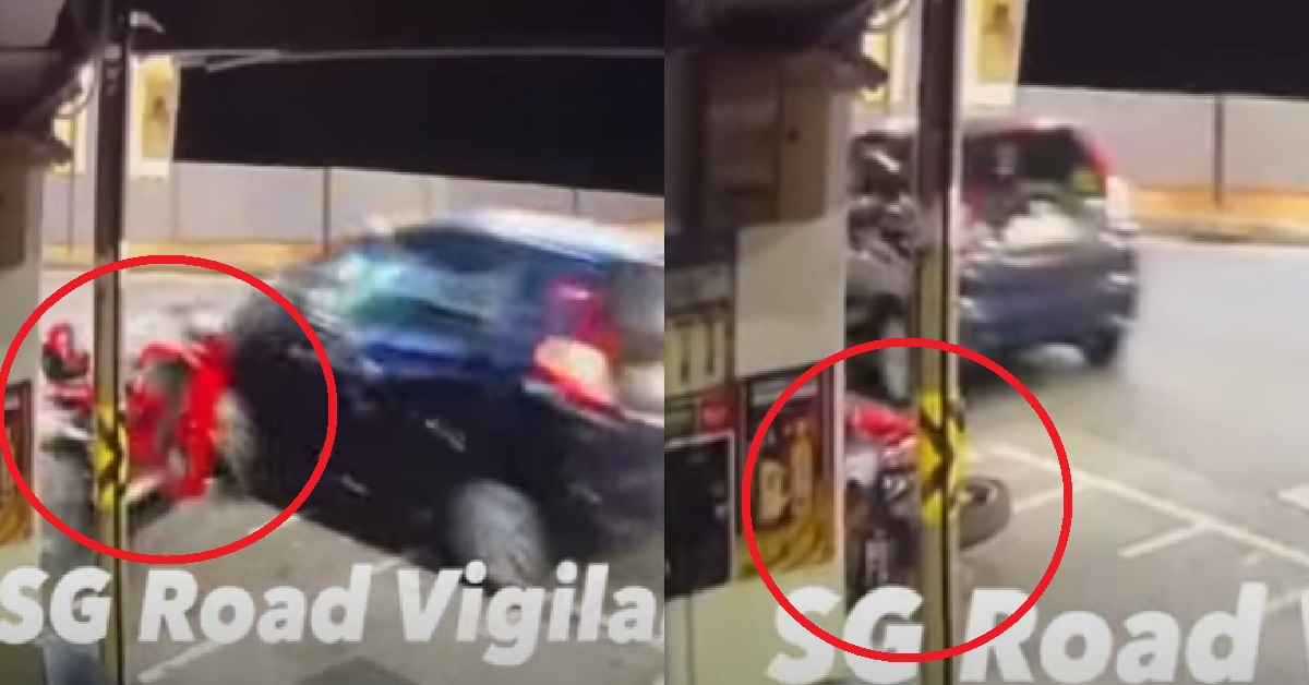 HONDA RUNS OVER MOTORCYCLE THEN HURRIEDLY FLEES THE SCENE