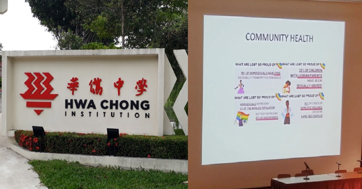 HWA CHONG COUNSELLOR WHO GAVE ANTI-LGBT PRESENTATION IN SCHOOL, SUSPENDED