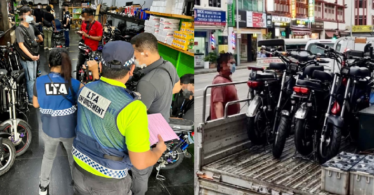 17 ILLEGALLY MODIFIED PMDS & PABS SEIZED BY LTA IN OPERATION @ GEYLANG