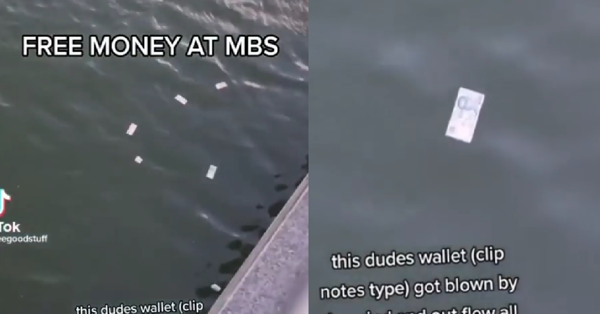GUY’S WALLET BLOWN AWAY BY WIND, BUNCH OF $50 NOTES FELL INTO S’PORE RIVER