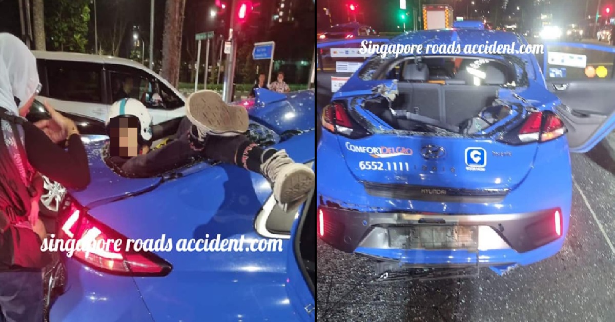 MOTORCYCLIST CRASHES THROUGH TAXI WINDOW IN HORRIFIC CRASH @ BUKIT BATOK