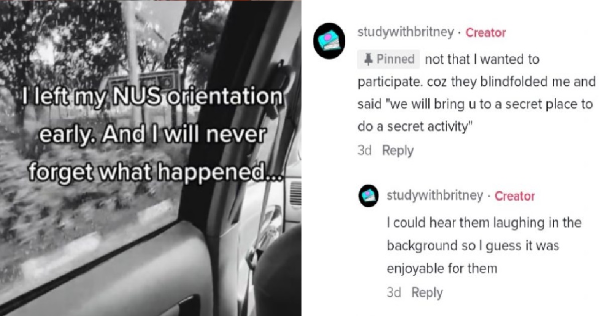 GIRL BLINDFOLDED & BROUGHT TO SECRET PLACE FOR “SECRET ACTIVITY” DURING NUS ORIENTATION