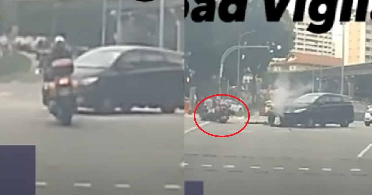 MOTORCYCLE BEATS RED LIGHT THEN CRASHES INTO MPV @ BUKIT PANJANG