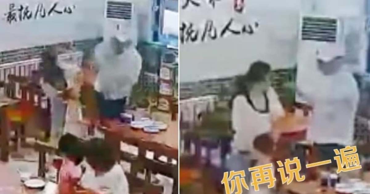PRC WOMAN KENA SLAPPED BY FOOD STALL OWNER AS HER CHILD IS NOT BEHAVING