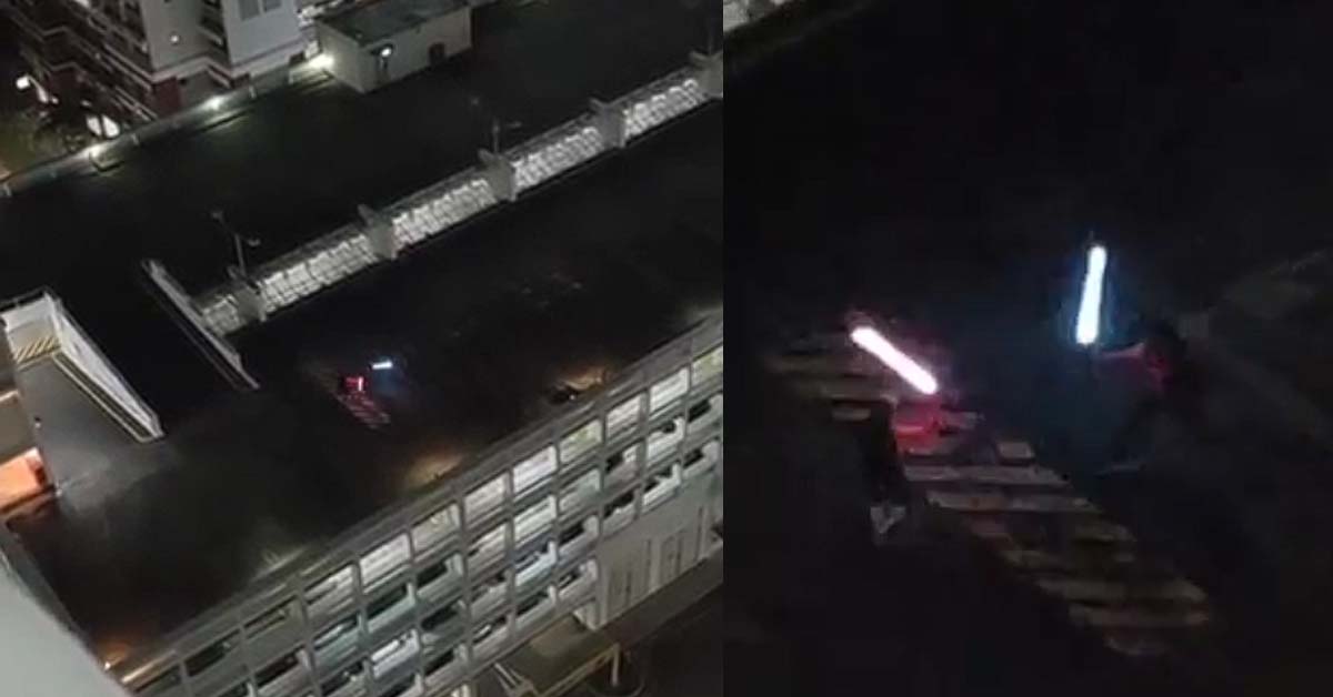 1 V 1 AT HOUGANG MULTI-STOREY CARPARK WITH LIGHT SABER