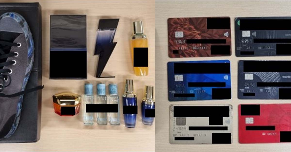 24 Y.O ARRESTED AFTER SHOPPING SPREE WITH CREDIT CARDS HE FOUND