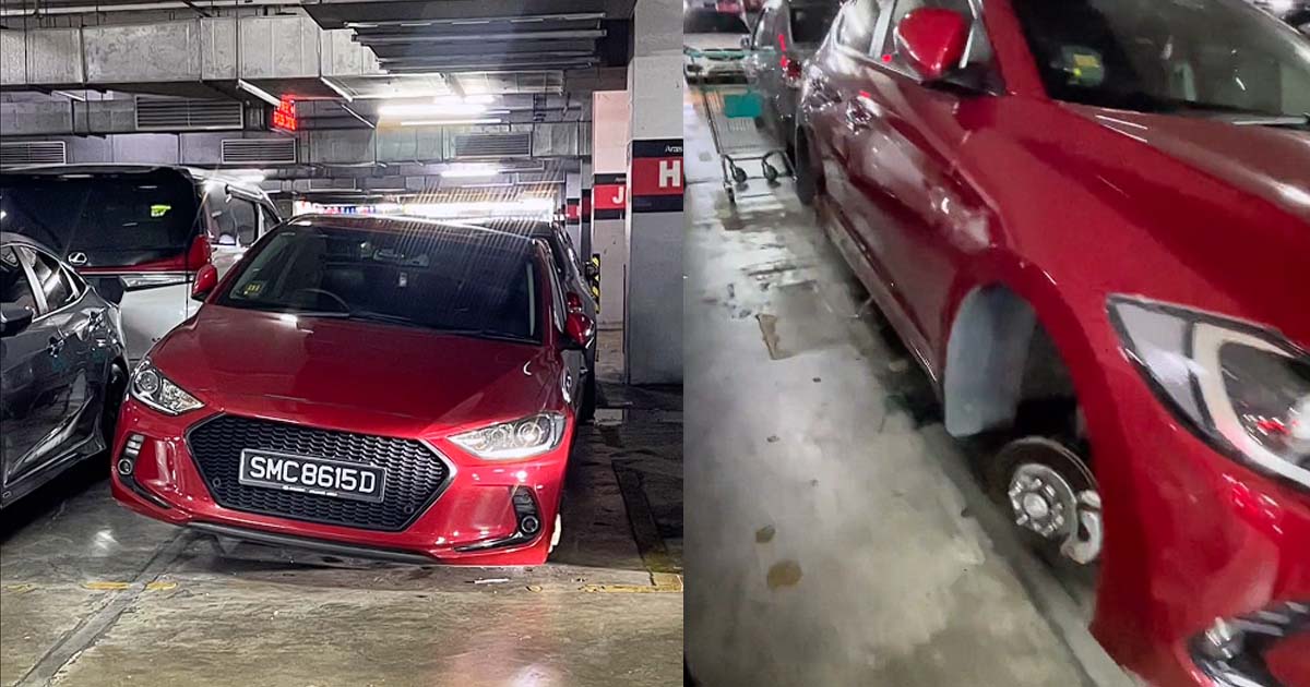 SG CAR’S WHEEL AND RIMS MISSING AFTER PARKING AT JB KSL MALL
