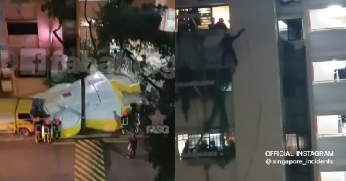 SCDF RESCUERS SAVES RESIDENT FROM JUMPING DOWN HDB BUILDING